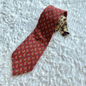 Vintage Tommy Hilfiger Italian Silk Tie Necktie USA Made Paisley Red DAMAGED